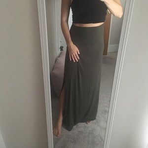 Green Slit Maxi Skirt